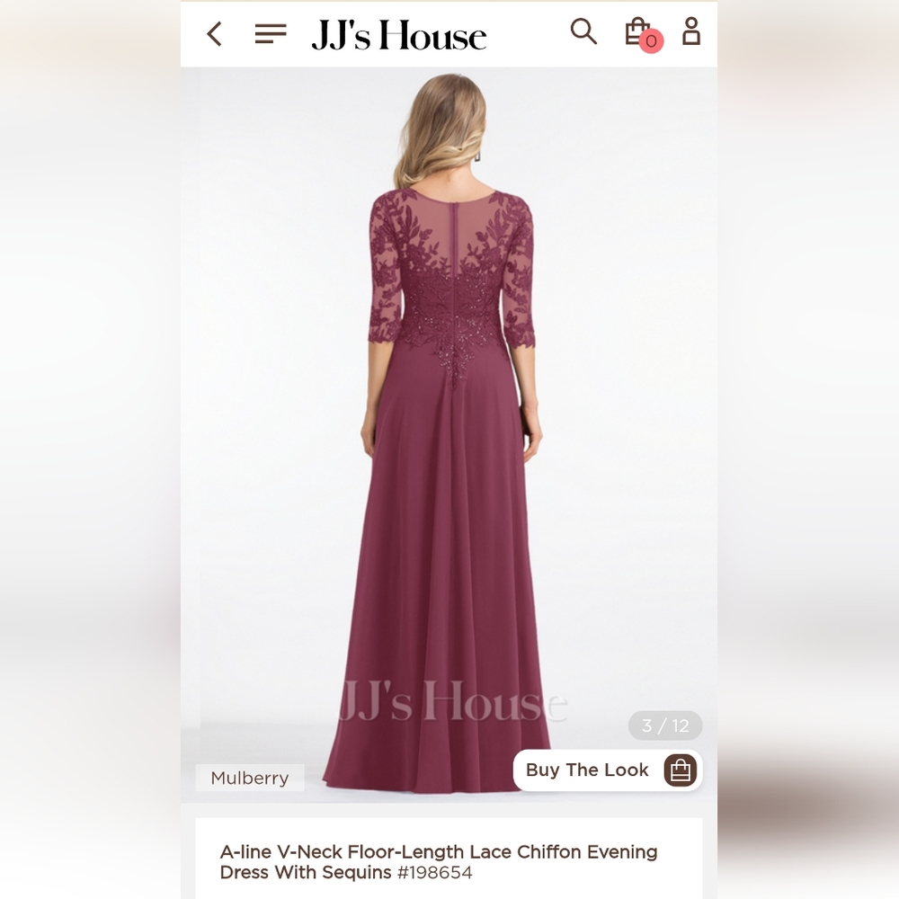 JJs House Red A-line Dress with Scoop Neck and Cuffed Sleeves for Weddings